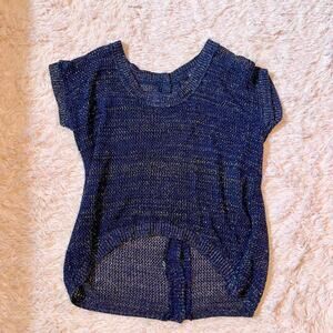 Bisou Bisou Open Knit Sparkle Classic Fairy Indie Grandmacore High Low Sweater‎